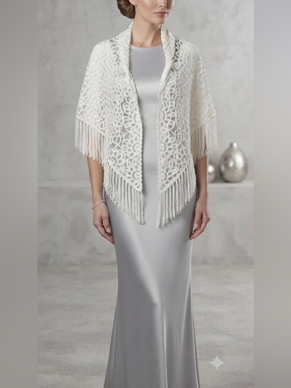 Sue Wong white lace crochet wrap - Picture 1 of 12